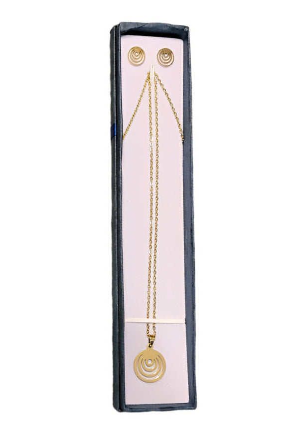 Adinkrahene Majesty Set Adinkra Necklace & Earrings Set Stainless Steel