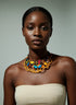 AfriChic Button and Beadwork Ankara Necklace