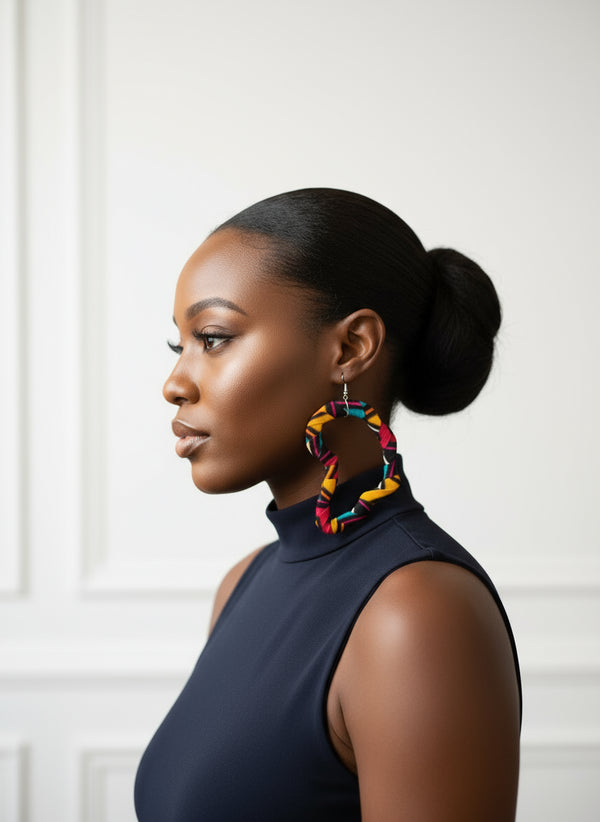 African Map Ankara Fabric Earrings