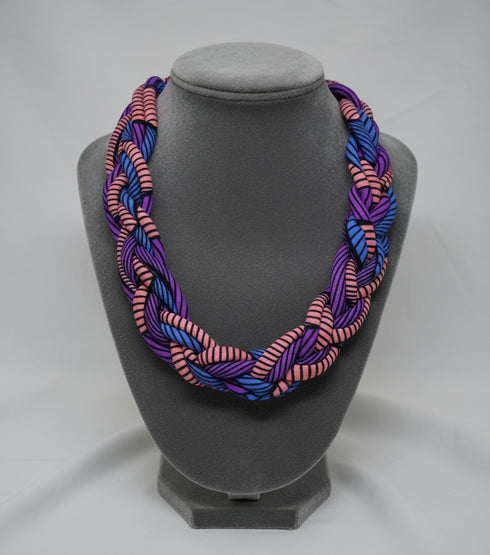 African Splendor Braided Ankara Necklace