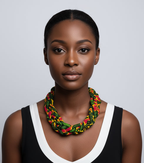 African Splendor Braided Ankara Necklace