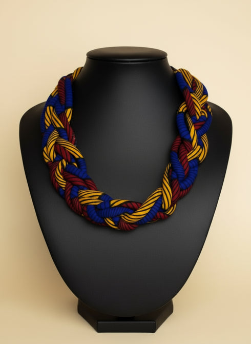 African Splendor Braided Ankara Necklace