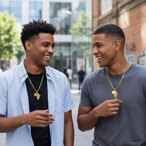 Agyapa Unisex African Map Necklace - Adinkra Necklace Stainless Steel