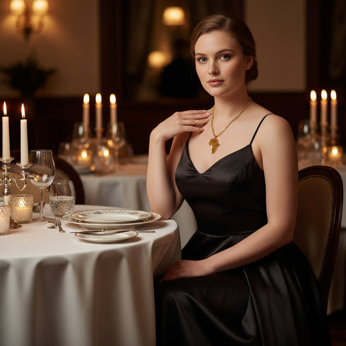 Agyapa Unisex African Map Necklace - Adinkra Necklace Stainless Steel