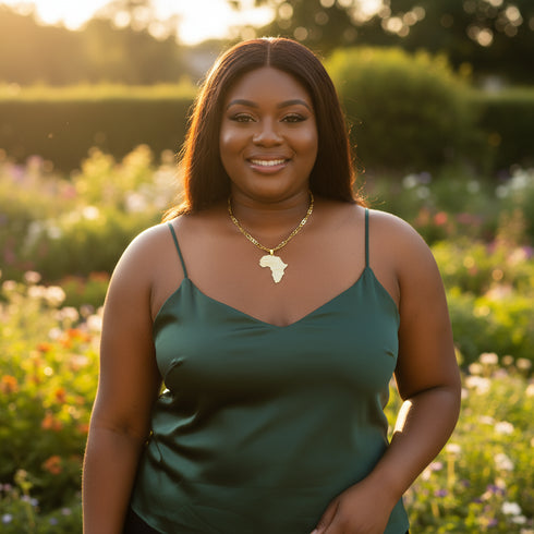 Agyapa Unisex African Map Necklace - Adinkra Necklace Stainless Steel