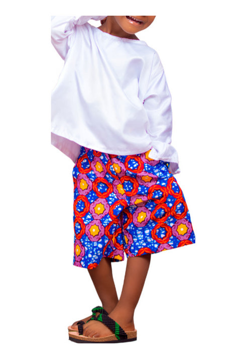 Agyeiwaa  kids African Print Ankara Shorts and Blouse Set