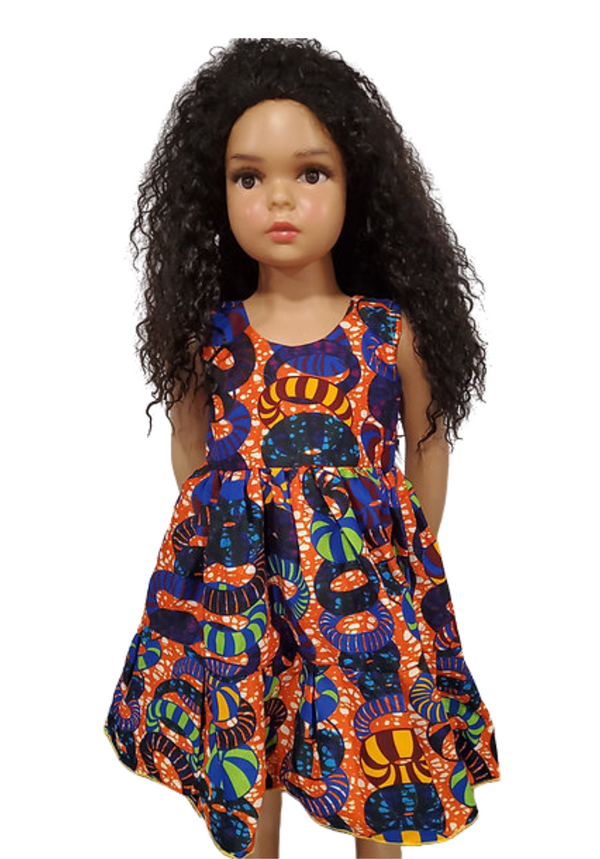 Ah'A Sleeveless Cut & Attach African Print Girl Dress