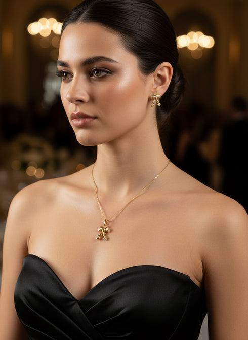 Akofena Adinkra Stud Earrings and Necklace Set - Adinkra Stainless Steel