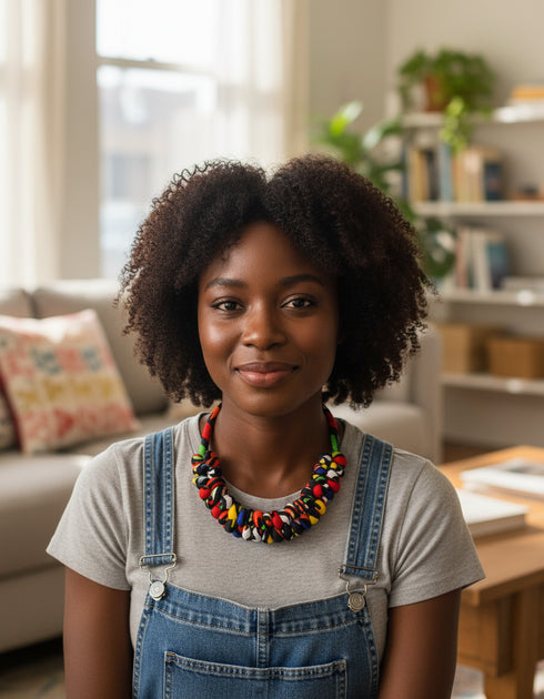 Ankara Sunbeam Twist Woven Ankara Necklace