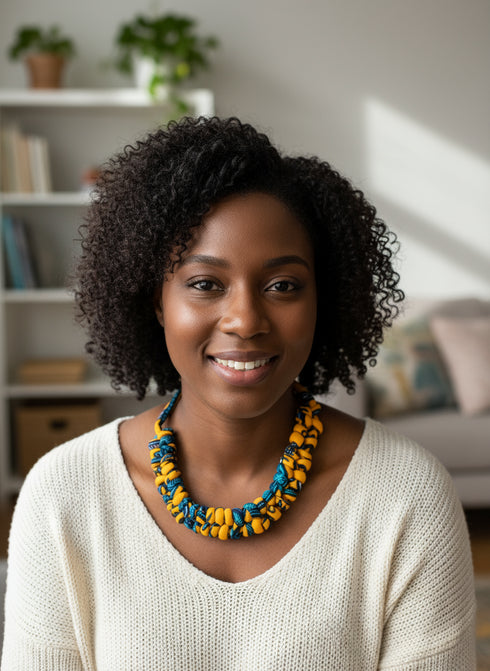 Ankara Sunbeam Twist Woven Ankara Necklace