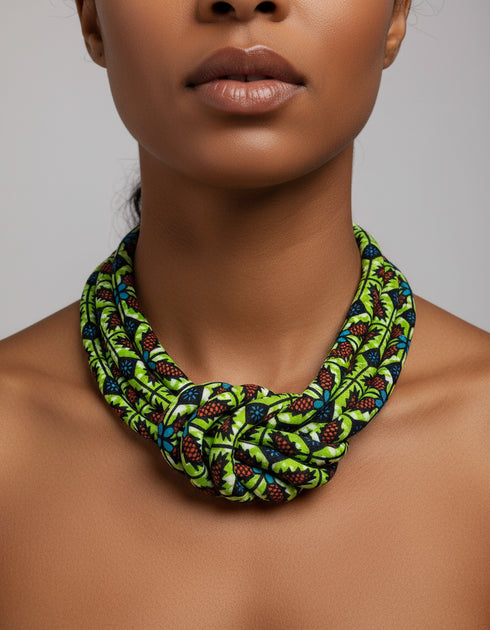 Aqua Swirl Ankara Necklace