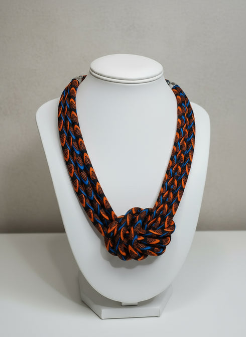 Aqua Swirl Ankara Necklace