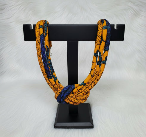 Aqua Swirl Ankara Necklace