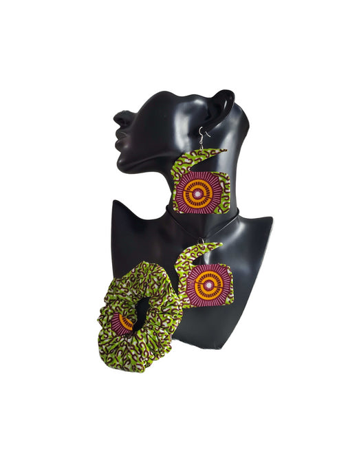 Aurora Africana Ensemble - Ankara Earring and Necklace Set