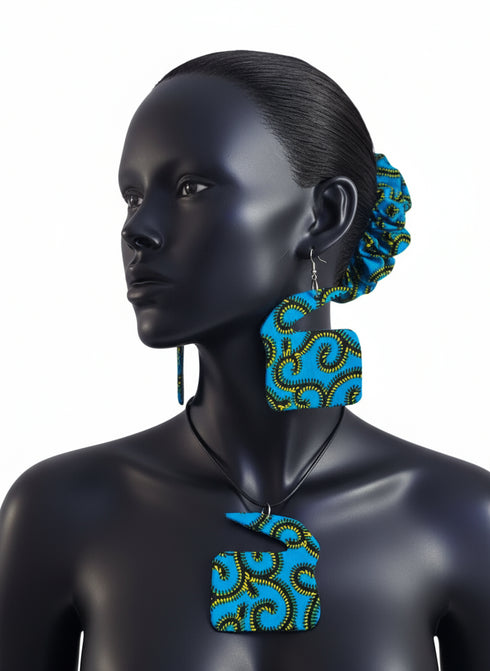 Aurora Africana Ensemble - Ankara Earring and Necklace Set