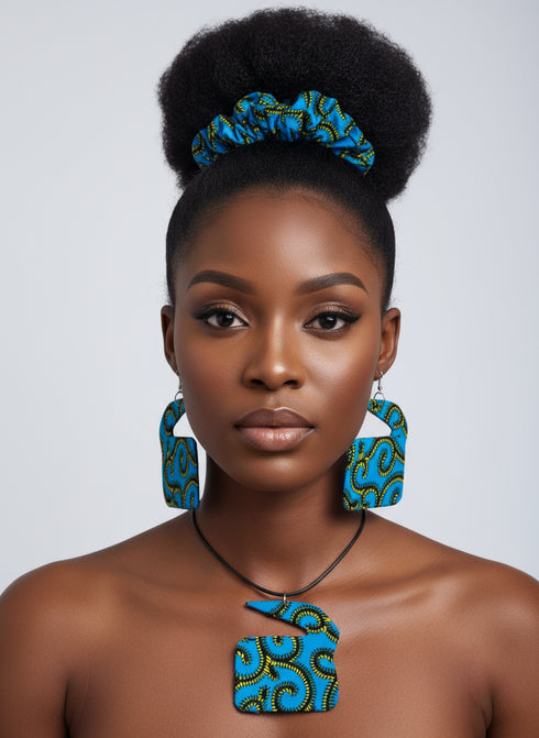 Aurora Africana Ensemble - Ankara Earring and Necklace Set
