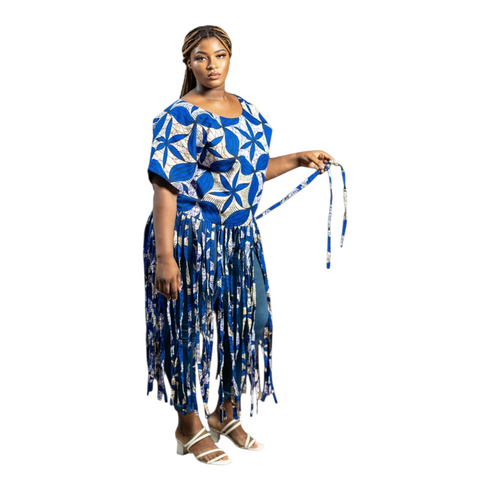 AYRA Elegant African Print Ankara Women’s Handmade Ruffle Sleeve Top Only