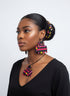 Azure Mosaic Comb Accessory Set - Ankara Earring and Necklace Set