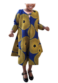 BINTA Ankara African Print Flare Jacket Dress for Girls