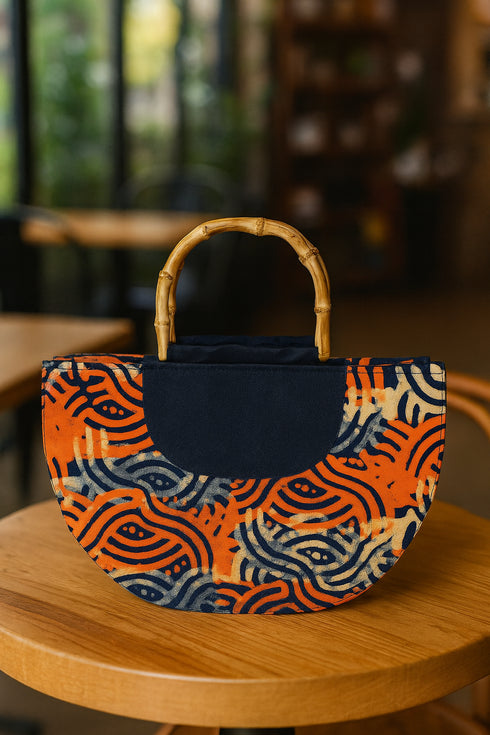 Bambara Crescent Wooden handle Handbag