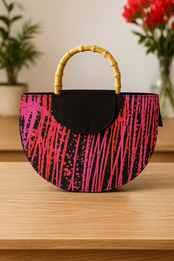 Bambara Crescent Wooden handle Handbag