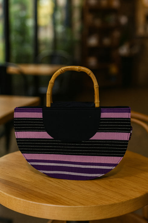 Bambara Crescent Wooden handle Handbag