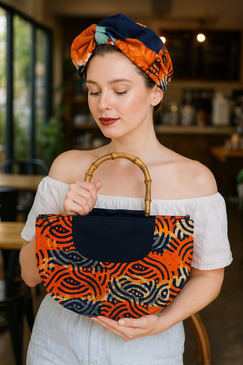 Bambara Crescent Wooden handle Handbag