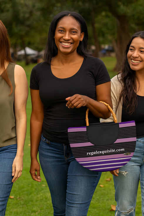 Bambara Crescent Wooden handle Handbag