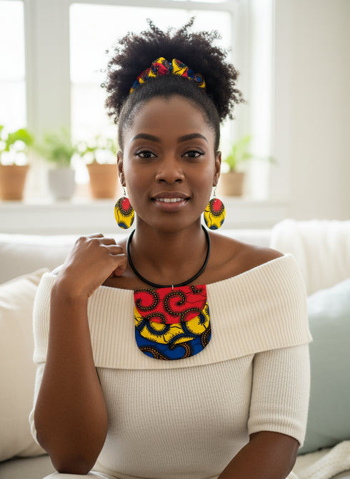 Bib Three tier Ankara Necklace