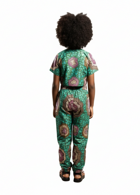 Buiteyo Girls Ankara Pattern Print Two-Piece Set with Elastic Band