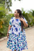 CHIDINMA Short Blue Blossom 2-Type Style Ankara Peplum Dress