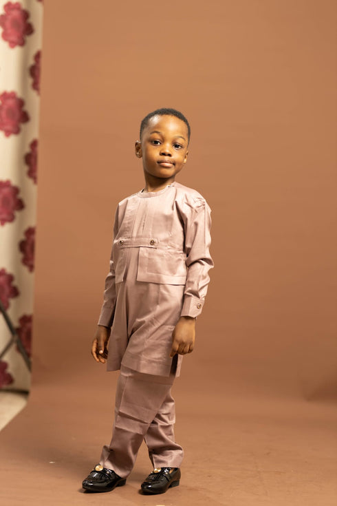 CHINEDU Prestige African Long-sleeve Men's Senator Outfit Set -  Royal Gold Edition