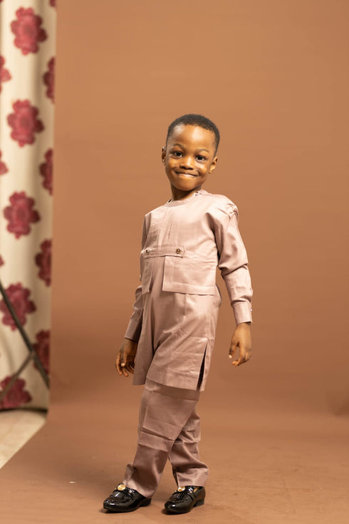 CHINEDU Prestige African Long-sleeve Men's Senator Outfit Set -  Royal Gold Edition