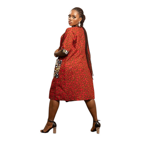 CHIPO Ankara Chic Three Quater A-Line Kimono with Matching Shorts Set.