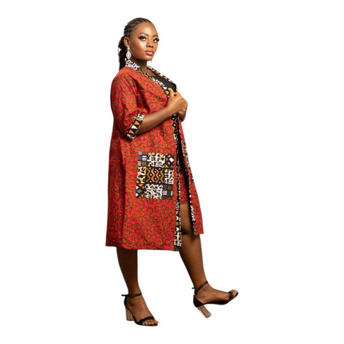 CHIPO Ankara Chic Three Quater A-Line Kimono with Matching Shorts Set.