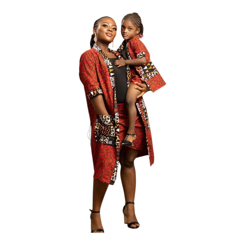 CHIPO Ankara Chic Three Quater A-Line Kimono with Matching Shorts Set.