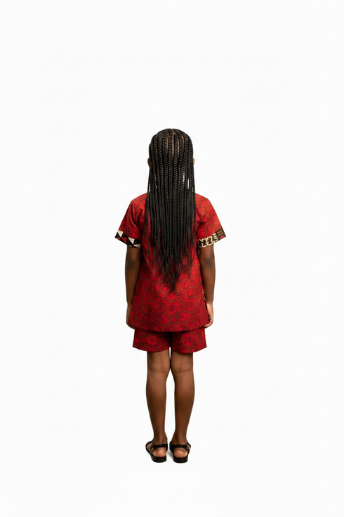CHIPO Girls Ankara Chic Three Quater A-Line Kimono with Matching Shorts Set
