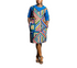 Calythea Women Color-Block Geo Ankara Shift Dress with Embellished Yoke – Vibrant Mother’s African Elegance