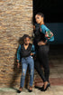 Chisomo Girl's Black Velvet V-Neck Blouse with Ankara Balloon Sleeves – Elegant African Print Top Only