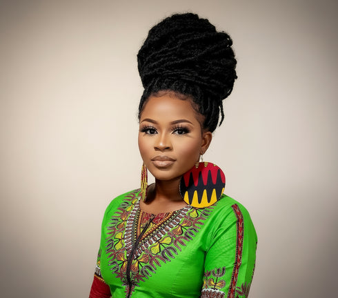 Jei-No Circular Chic Large Ankara Print Earrings