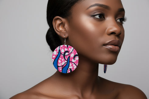 Jei-No Circular Chic Small Ankara Print Earrings