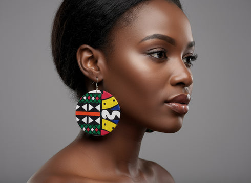 Jei-No Circular Chic Small Ankara Print Earrings