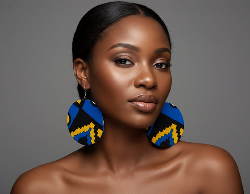 Jei-No Circular Chic Small Ankara Print Earrings