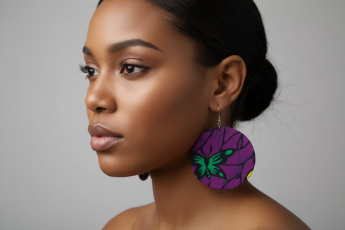 Jei-No Circular Chic Small Ankara Print Earrings