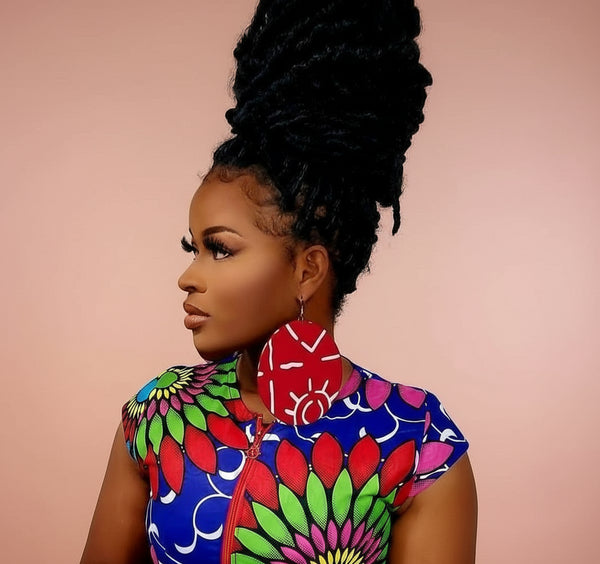 Jei-No Circular Chic Large Ankara Print Earrings