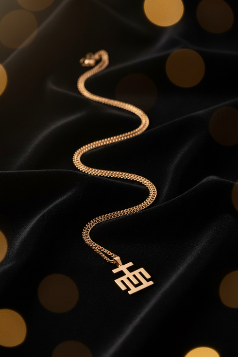 DISCERNMENT HWEMUDUA non-fade gold Adinkra stainless steel necklace only