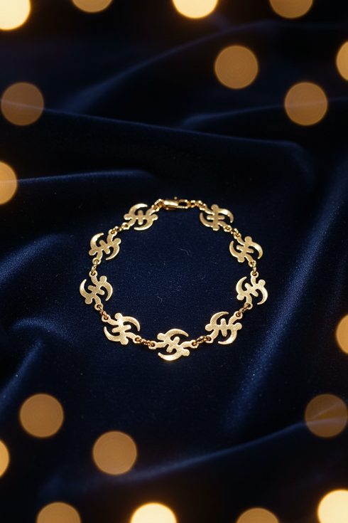 DIVINE AUTHORITY GYE NYAME Adinkra Symbol stainless steel gold chain bracelet Only