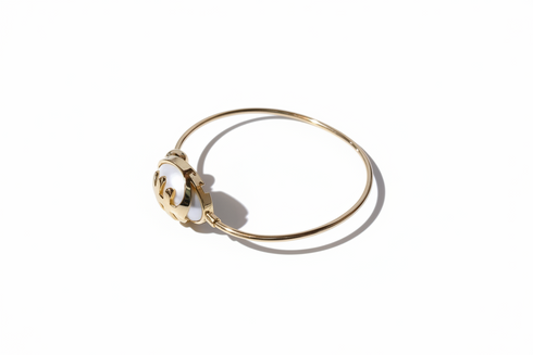 DIVINE GYE-NYAME Adinkra pearl stainless steel open bangle bracelet only