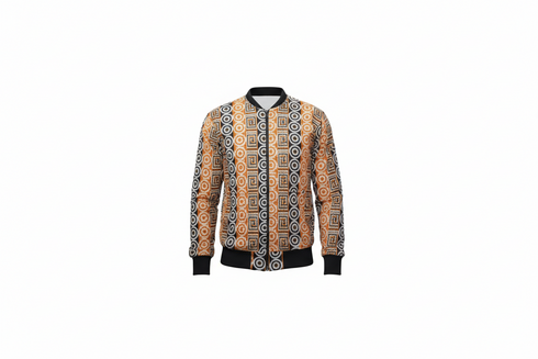 DUMISA Ankara Goldloom Bold African Print UNISEX Adult Bomber Jacket Only