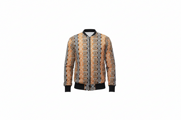 DUMISA Ankara Goldloom Bold African Print UNISEX Adult Bomber Jacket Only